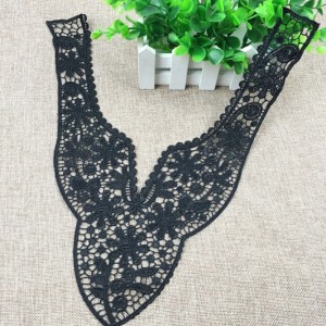 Tyylikäs naisten DIY musta kukka pitsi kaulakoru kaulus Applikaatiokangas mekko